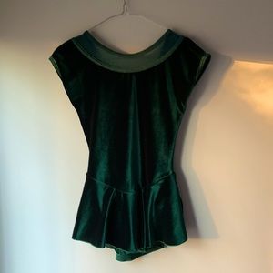 velvet green figure skating dress
